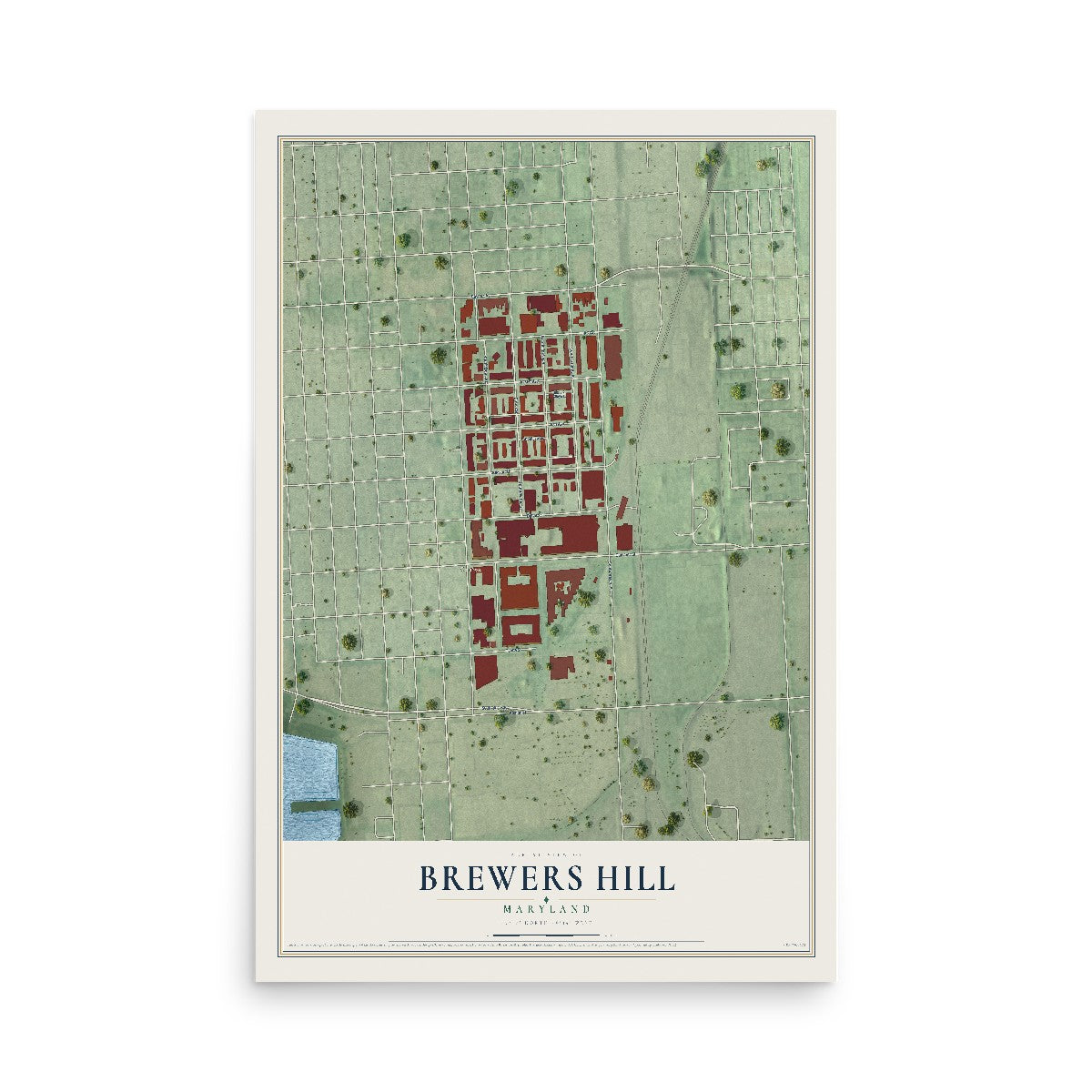 Map of Brewers Hill, Maryland, 12 x 18 inch unframed archival matte print