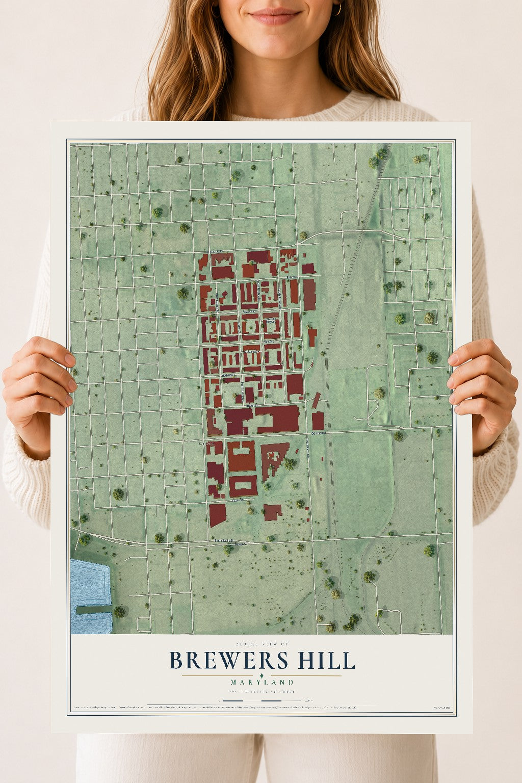 Map of Brewers Hill, Maryland, 18 x 24 inch unframed archival matte print