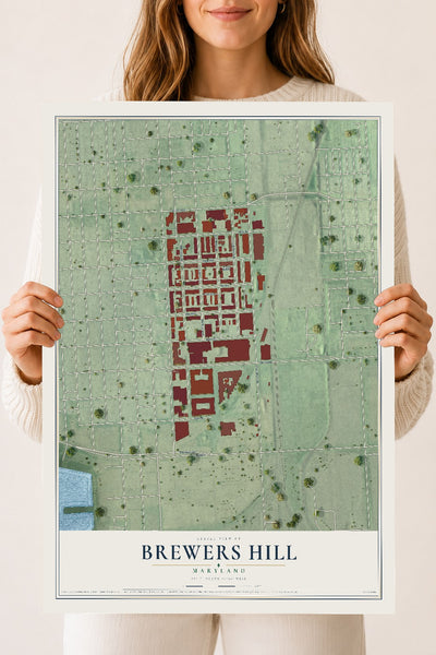 Map of Brewers Hill, Maryland, 18 x 24 inch unframed archival matte print