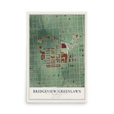 Map of Bridgeview-Greenlawn, Maryland, 12 x 18 inch unframed archival matte print