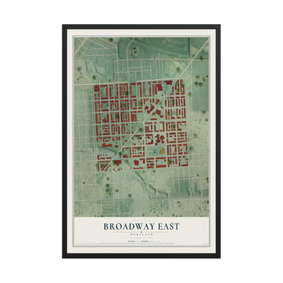 Map of Broadway East, Maryland, 12 x 18 inch print in a black wood frame