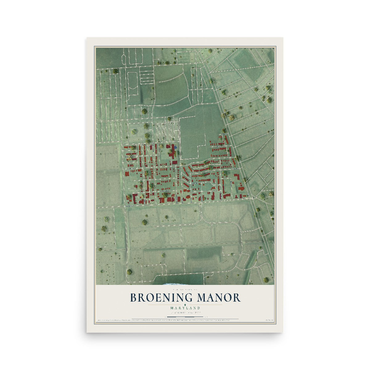Map of Broening Manor, Maryland, 12 x 18 inch unframed archival matte print