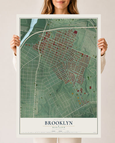 Map of Brooklyn, Maryland, 24 x 36 inch unframed archival matte print