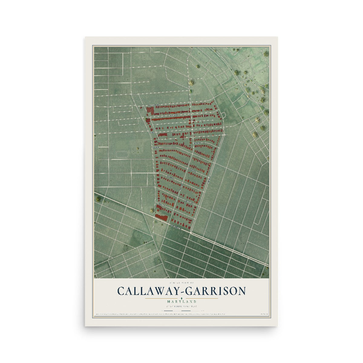 Map of Callaway-Garrison, Maryland, 12 x 18 inch unframed archival matte print
