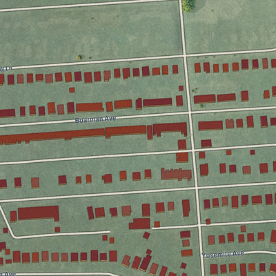 Close-up of the map of Callaway-Garrison, Maryland print showing street and building detail