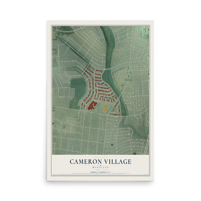 Map of Cameron Village, Maryland, 12 x 18 inch unframed archival matte print