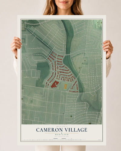 Map of Cameron Village, Maryland, 24 x 36 inch unframed archival matte print