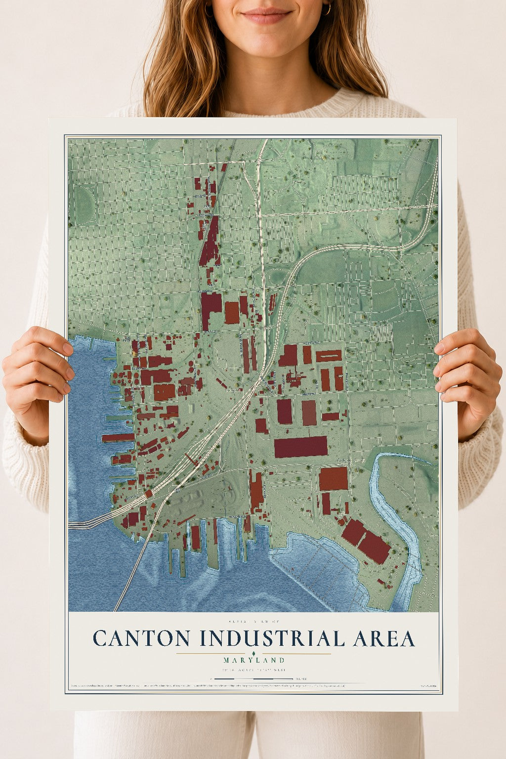 Map of Canton Industrial Area, Maryland, 18 x 24 inch unframed archival matte print