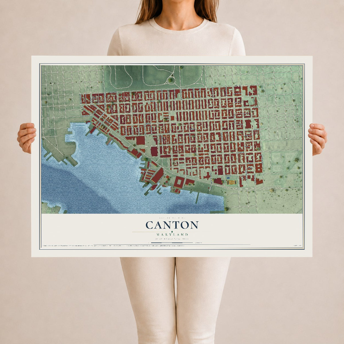 Map of Canton, Maryland, 24 x 36 inch unframed archival matte print
