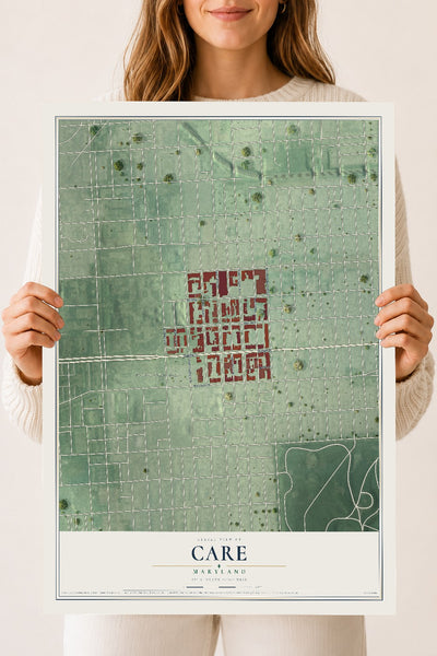 Map of CARE, Maryland, 18 x 24 inch unframed archival matte print