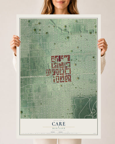 Map of CARE, Maryland, 24 x 36 inch unframed archival matte print