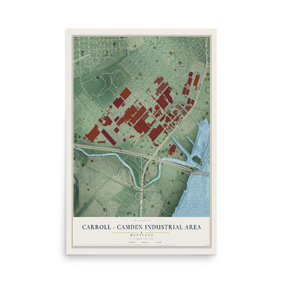 Map of Carroll - Camden Industrial Area, Maryland, 12 x 18 inch unframed archival matte print