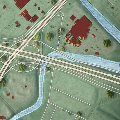 Close-up of the map of Carroll - Camden Industrial Area, Maryland print showing street and building detail
