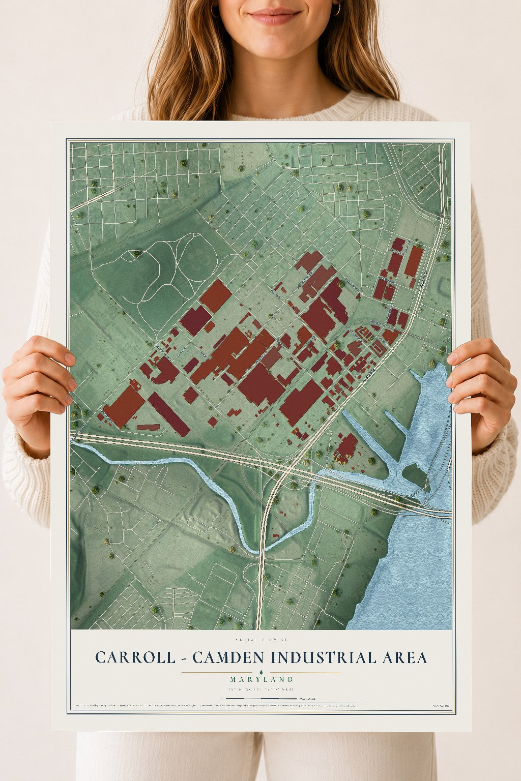 Map of Carroll - Camden Industrial Area, Maryland, 18 x 24 inch unframed archival matte print