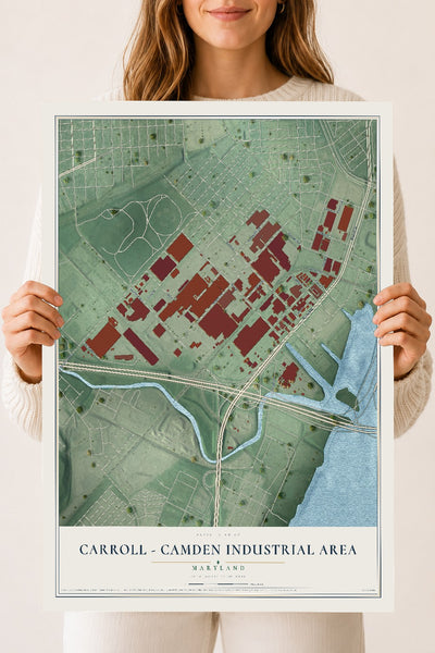 Map of Carroll - Camden Industrial Area, Maryland, 18 x 24 inch unframed archival matte print