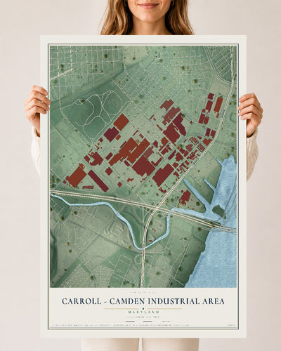 Map of Carroll - Camden Industrial Area, Maryland, 24 x 36 inch unframed archival matte print