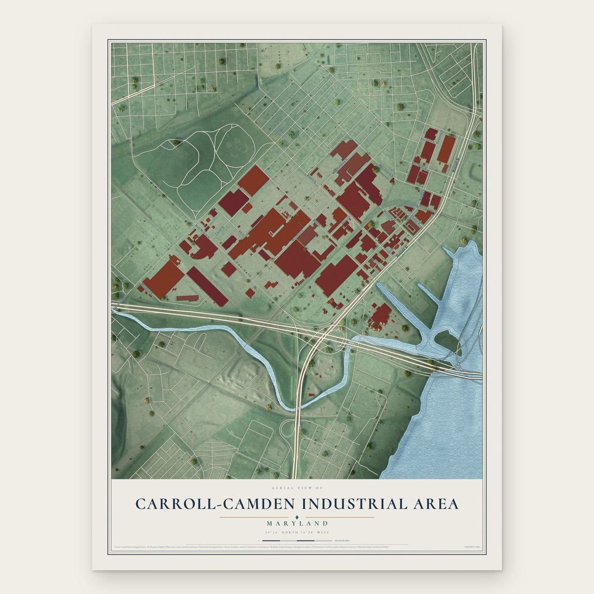 Carroll-Camden Industrial Area, Maryland map print, the full design