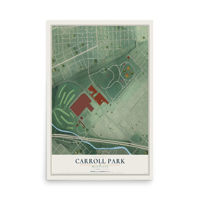 Map of Carroll Park, Maryland, 12 x 18 inch unframed archival matte print
