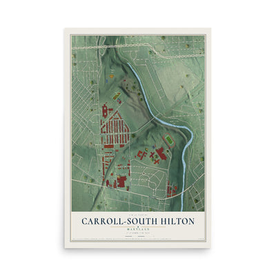 Map of Carroll-South Hilton, Maryland, 12 x 18 inch unframed archival matte print