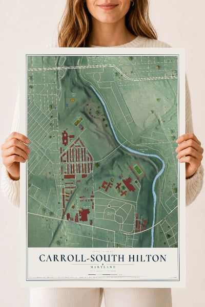 Map of Carroll-South Hilton, Maryland, 18 x 24 inch unframed archival matte print