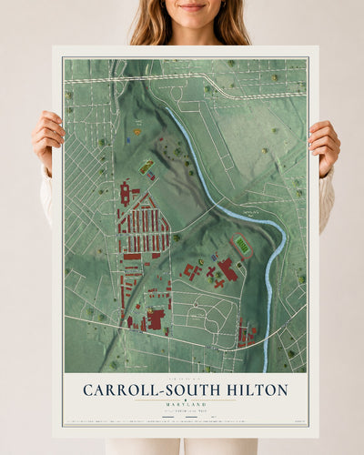 Map of Carroll-South Hilton, Maryland, 24 x 36 inch unframed archival matte print