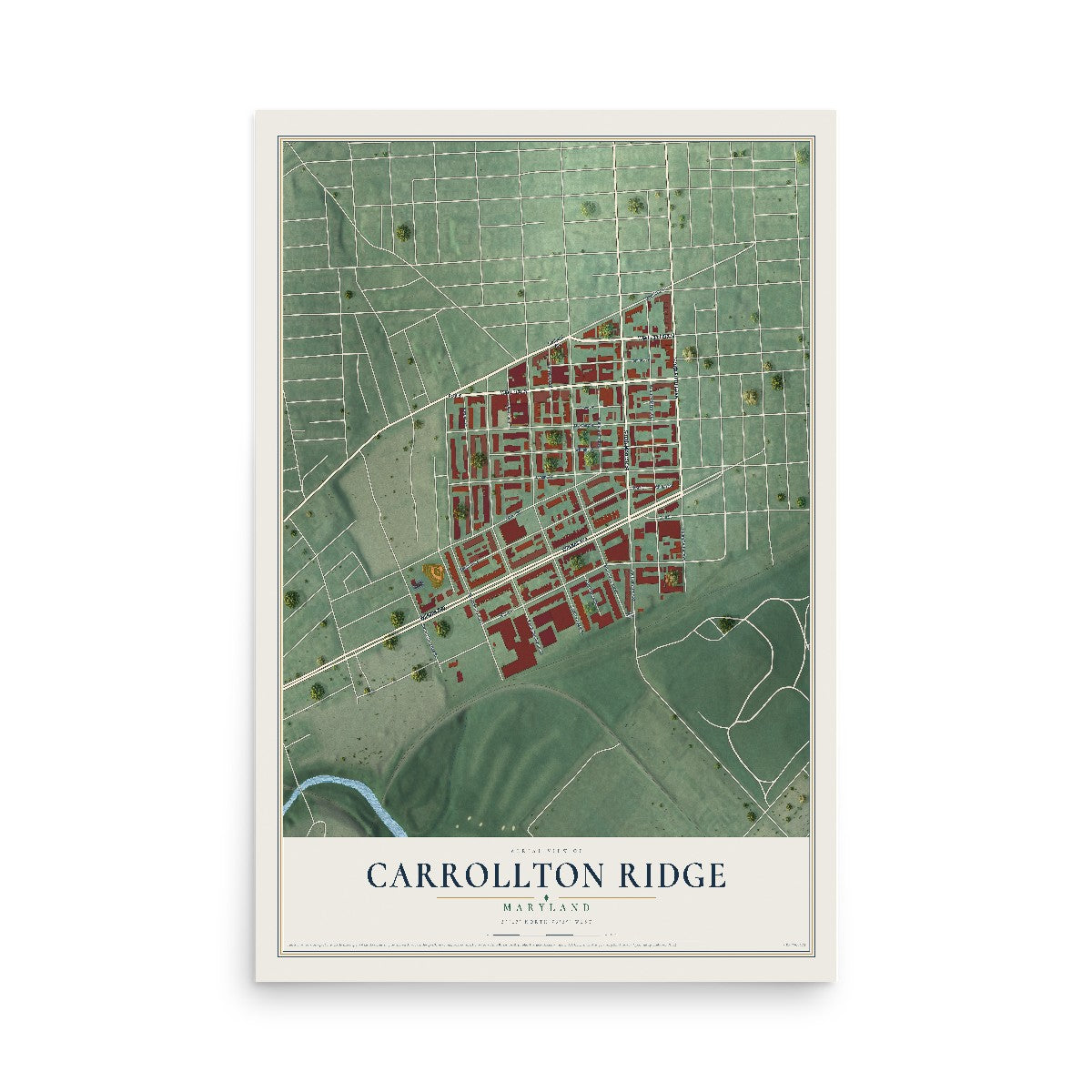 Map of Carrollton Ridge, Maryland, 12 x 18 inch unframed archival matte print