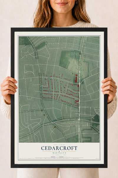 Map of Cedarcroft, Maryland, 18 x 24 inch print in a black wood frame