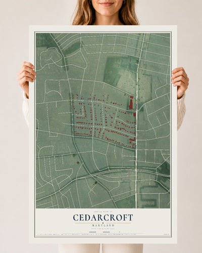 Map of Cedarcroft, Maryland, 24 x 36 inch unframed archival matte print