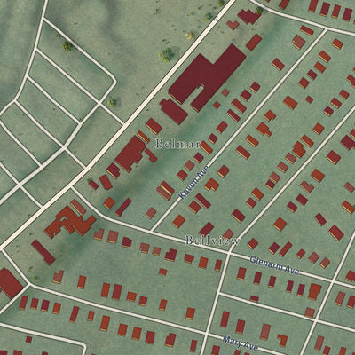 Second close-up of the map of Cedmont, Maryland print showing more streets and buildings