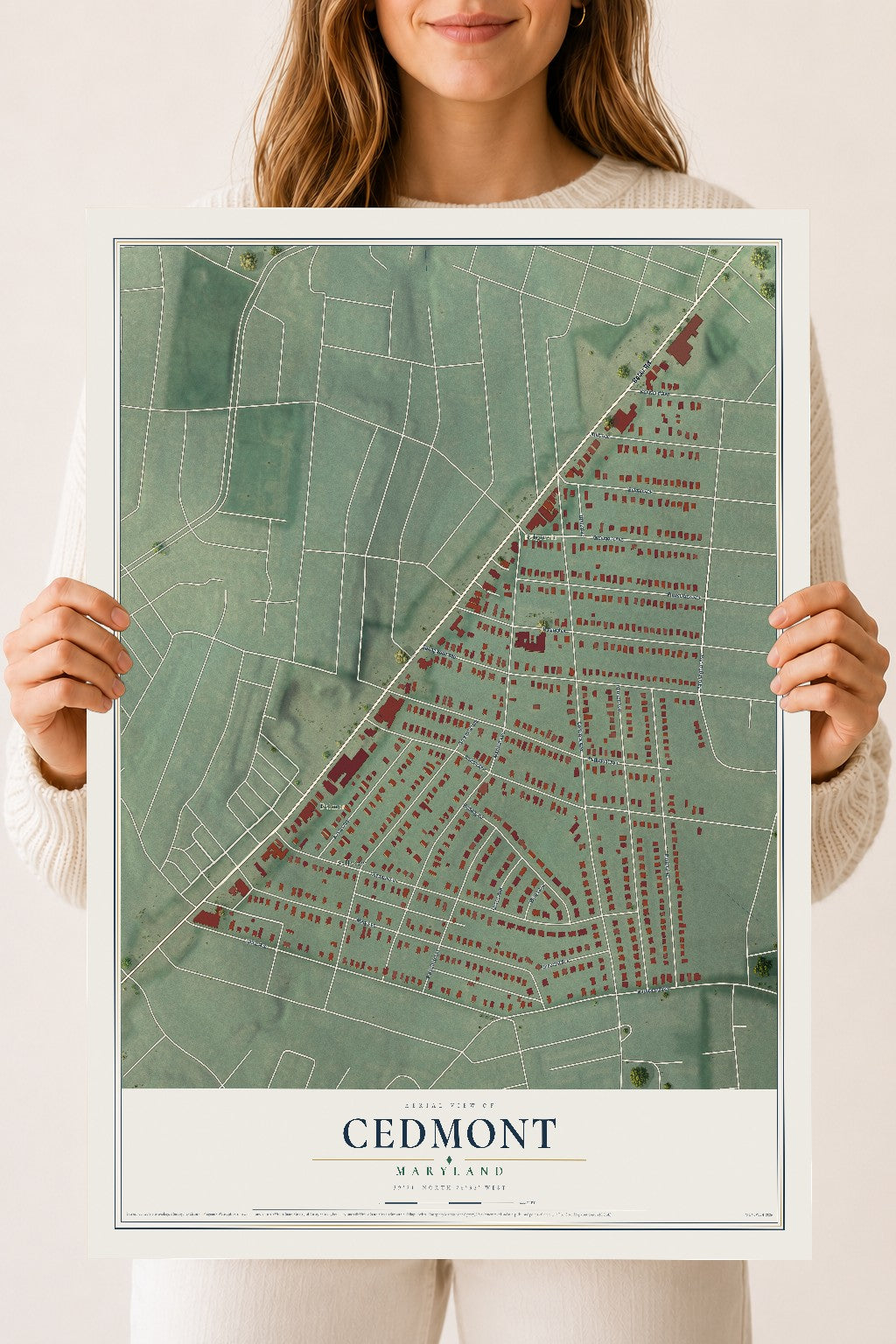 Map of Cedmont, Maryland, 18 x 24 inch unframed archival matte print