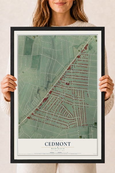 Map of Cedmont, Maryland, 18 x 24 inch print in a black wood frame