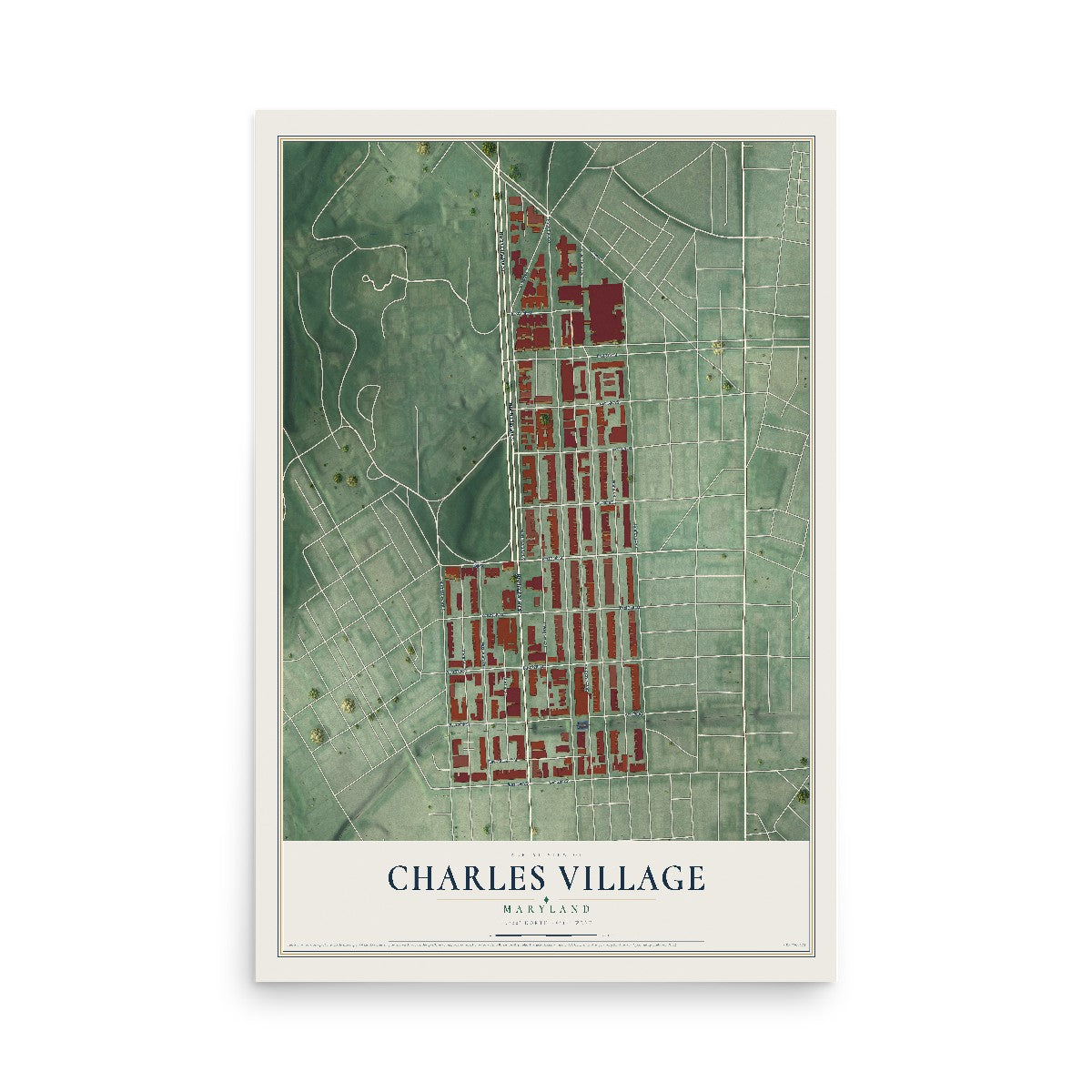 Map of Charles Village, Maryland, 12 x 18 inch unframed archival matte print