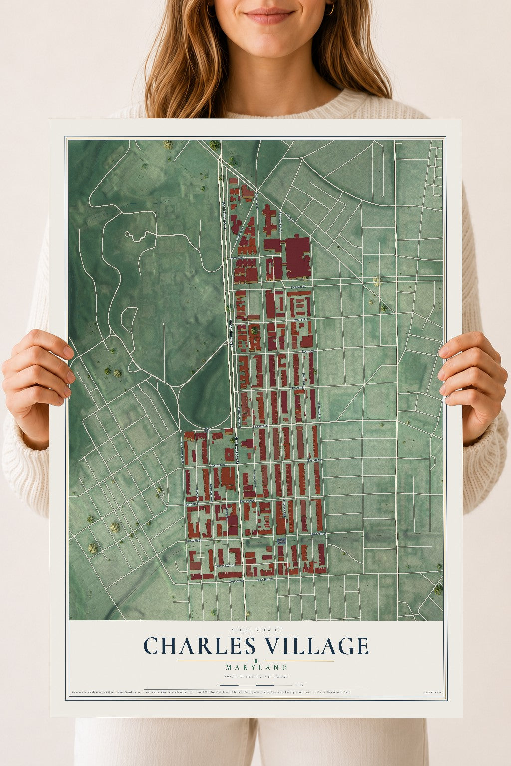 Map of Charles Village, Maryland, 18 x 24 inch unframed archival matte print