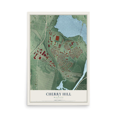Map of Cherry Hill, Maryland, 12 x 18 inch unframed archival matte print
