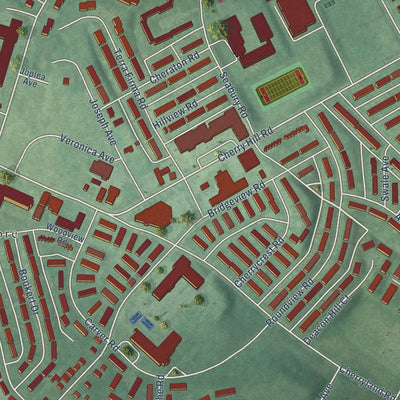 Close-up of the map of Cherry Hill, Maryland print showing street and building detail