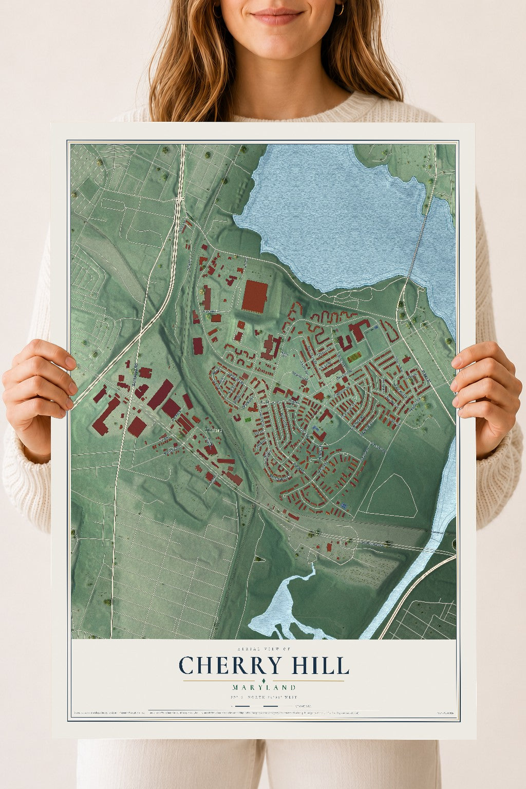 Map of Cherry Hill, Maryland, 18 x 24 inch unframed archival matte print