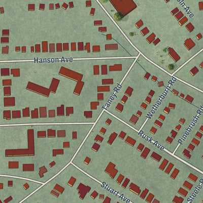 Close-up of the map of Cheswolde, Maryland print showing street and building detail
