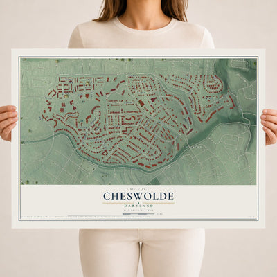 Map of Cheswolde, Maryland, 18 x 24 inch unframed archival matte print