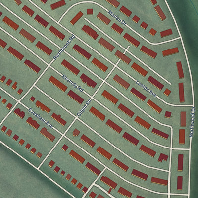 Close-up of the map of Chinquapin Park, Maryland print showing street and building detail