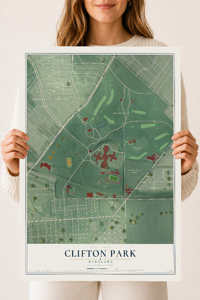 Map of Clifton Park, Maryland, 18 x 24 inch unframed archival matte print
