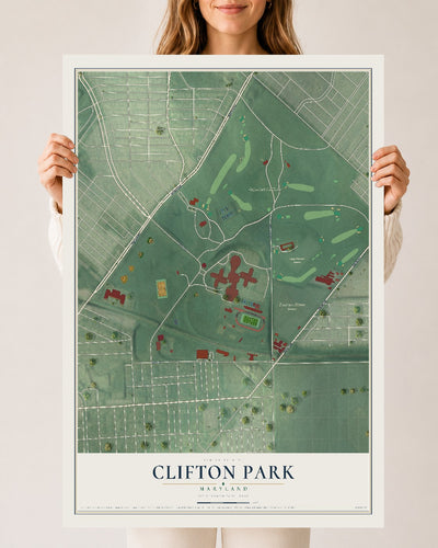 Map of Clifton Park, Maryland, 24 x 36 inch unframed archival matte print