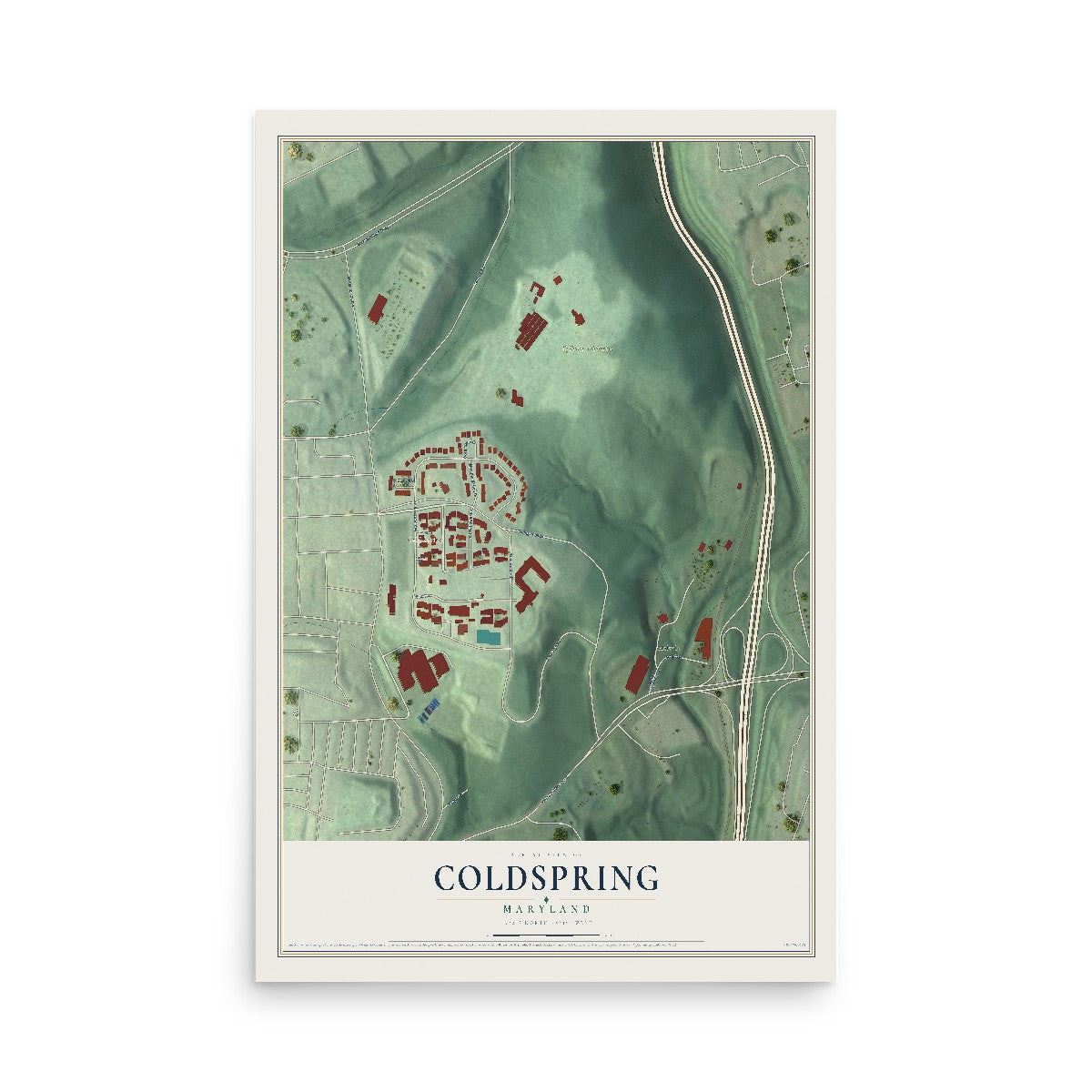 Map of Coldspring, Maryland, 12 x 18 inch unframed archival matte print