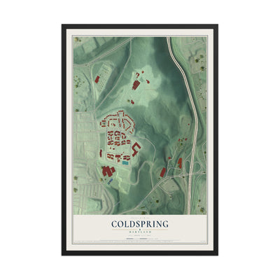 Map of Coldspring, Maryland, 12 x 18 inch print in a black wood frame
