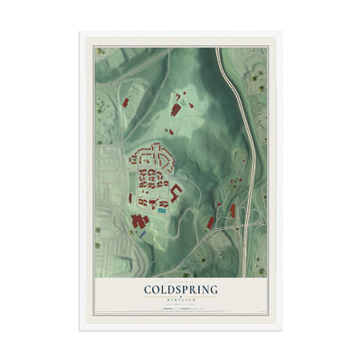Map of Coldspring, Maryland, 12 x 18 inch print in a white wood frame