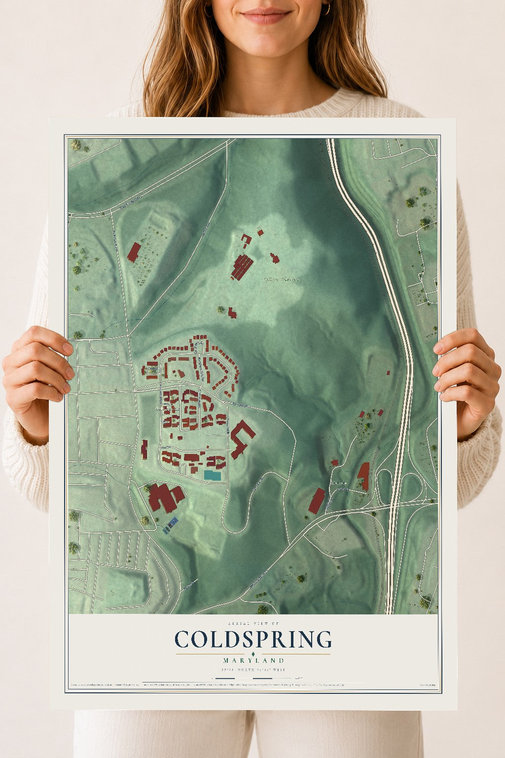 Map of Coldspring, Maryland, 18 x 24 inch unframed archival matte print