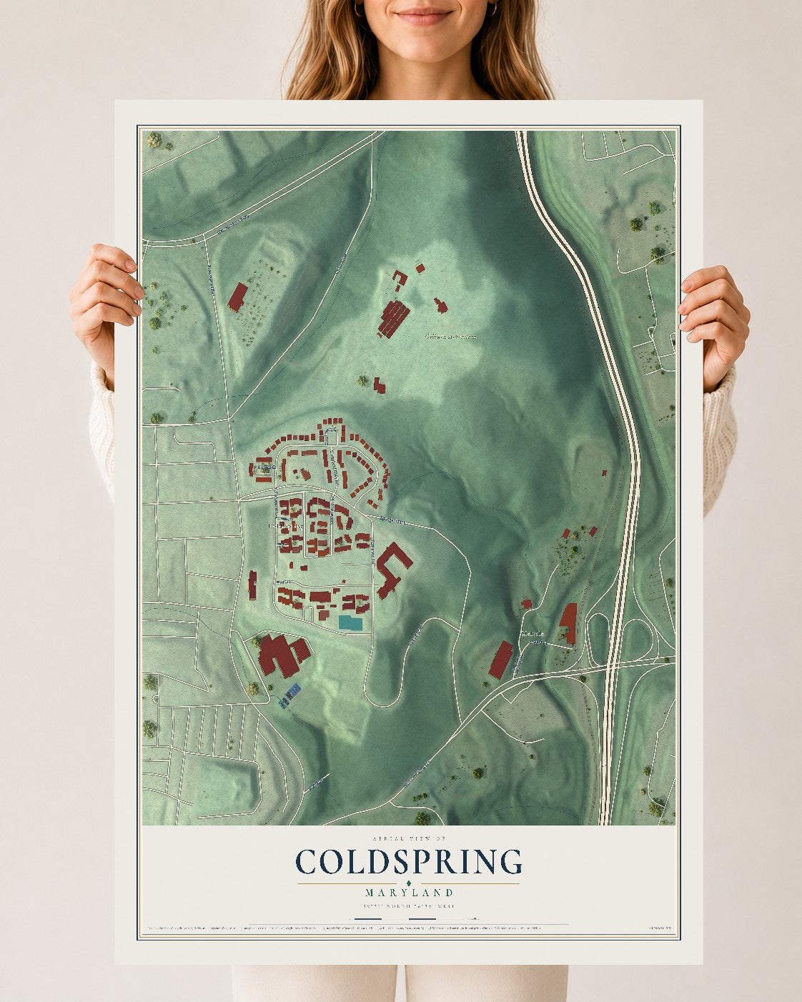 Map of Coldspring, Maryland, 24 x 36 inch unframed archival matte print