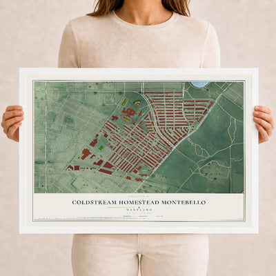 Map of Coldstream Homestead Montebello, Maryland, 12 x 18 inch print in a white wood frame