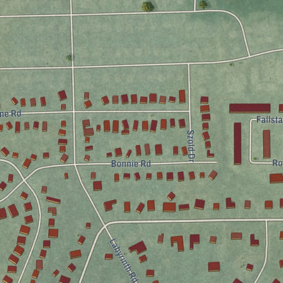 Second close-up of the map of Cross Country, Maryland print showing more streets and buildings