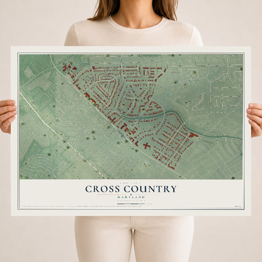 Map of Cross Country, Maryland, 18 x 24 inch unframed archival matte print