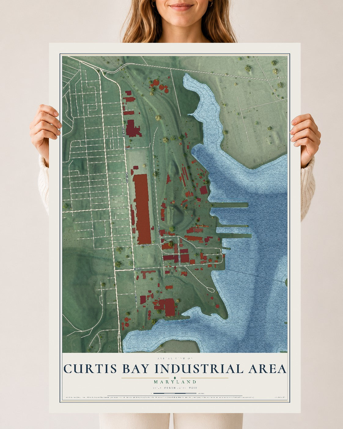 Map of Curtis Bay Industrial Area, Maryland, 24 x 36 inch unframed archival matte print